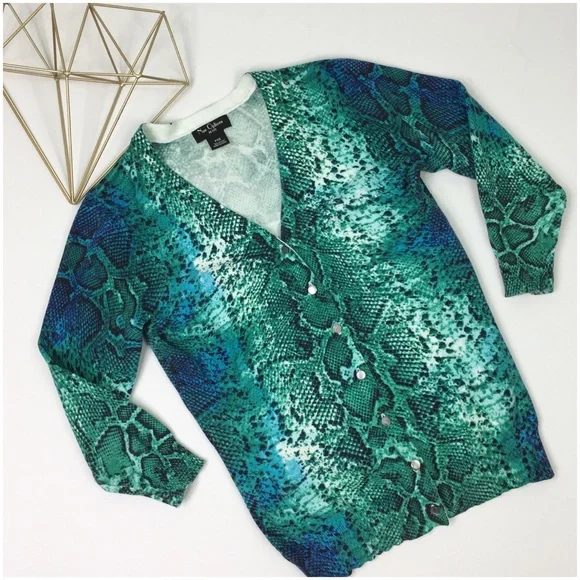 Aqua Python Print Sweater - Picture 1 of 6